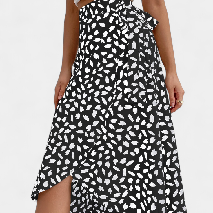 Camila Boho Wrap Skirt with Asymmetric Pattern