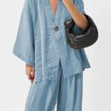 Eli Oversized sada – top s výstřihem do V a rovné kalhoty