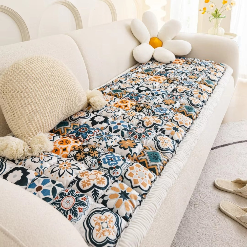 Quilt acolchoado com padrão de mosaico