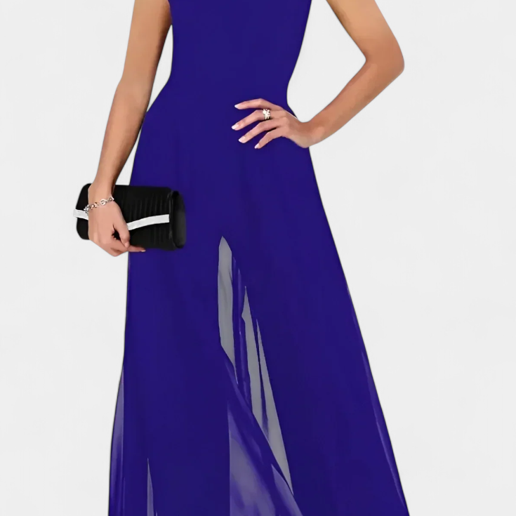 Nadia Mono Elegantní bez Rukávů s Přední Průsvitností