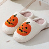 Halloweenské dýňové plyšové papuče