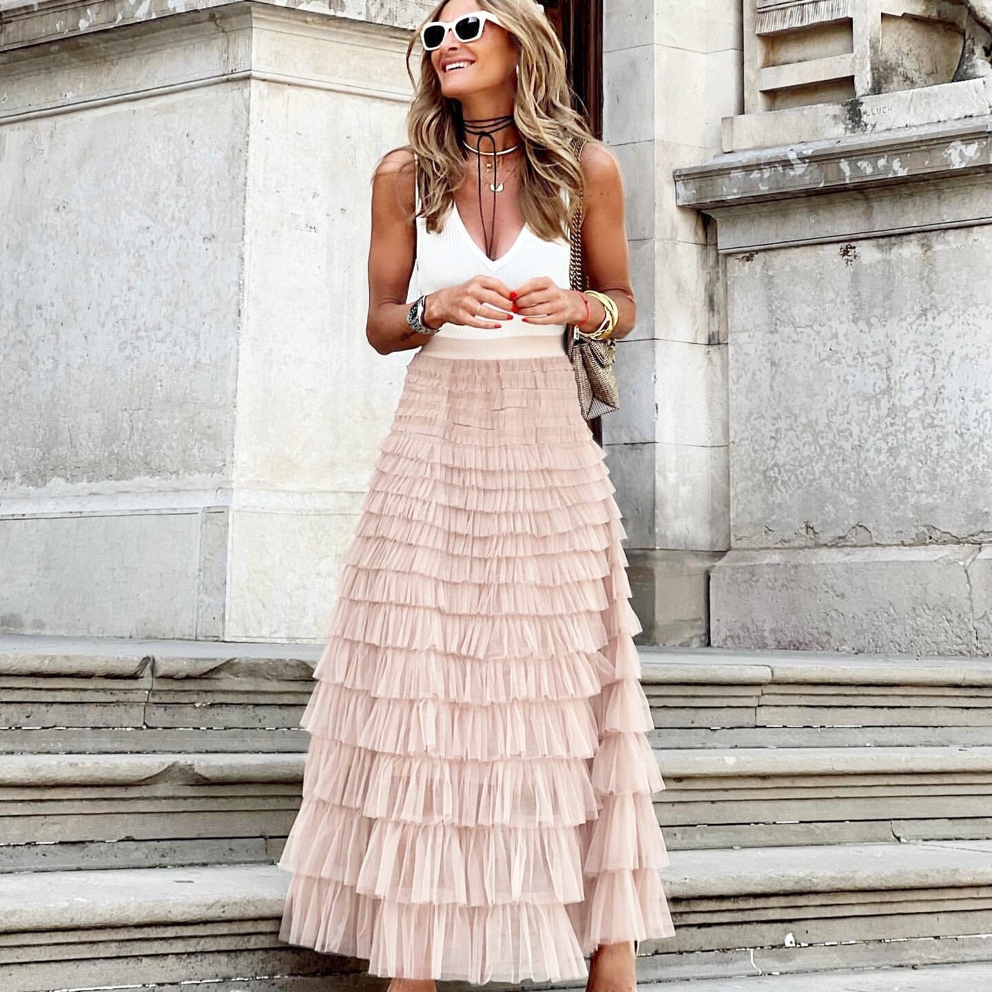 JOAN™ – Elegantní Maxi sukně s vícevrstvým designem