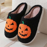 Halloweenské dýňové plyšové papuče