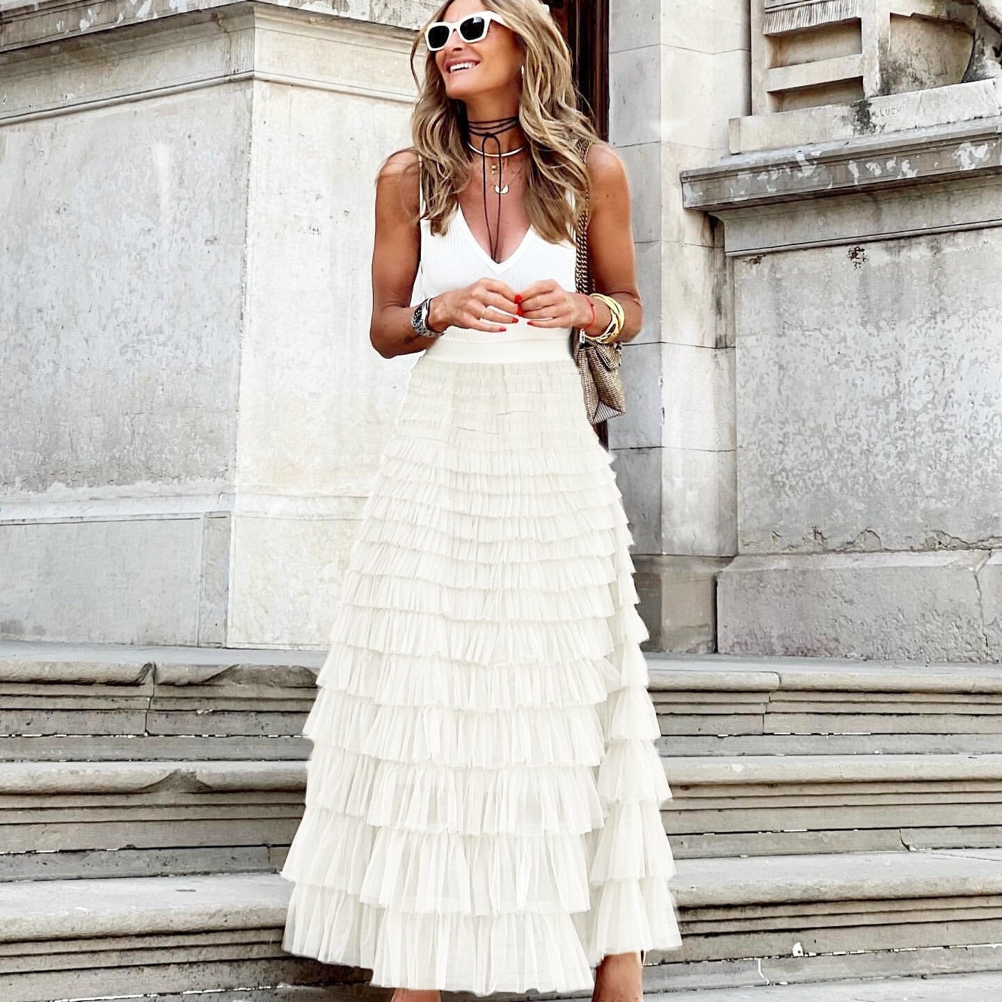 JOAN™ – Elegantní Maxi sukně s vícevrstvým designem