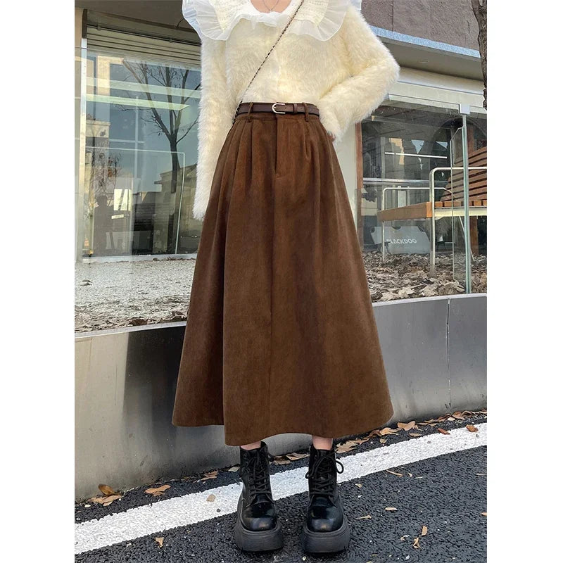 ESTELLE™ – Klasická manšestrová midi sukně