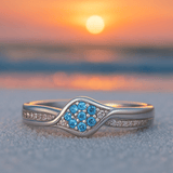 Anel de prata 925 com crisântemo azul