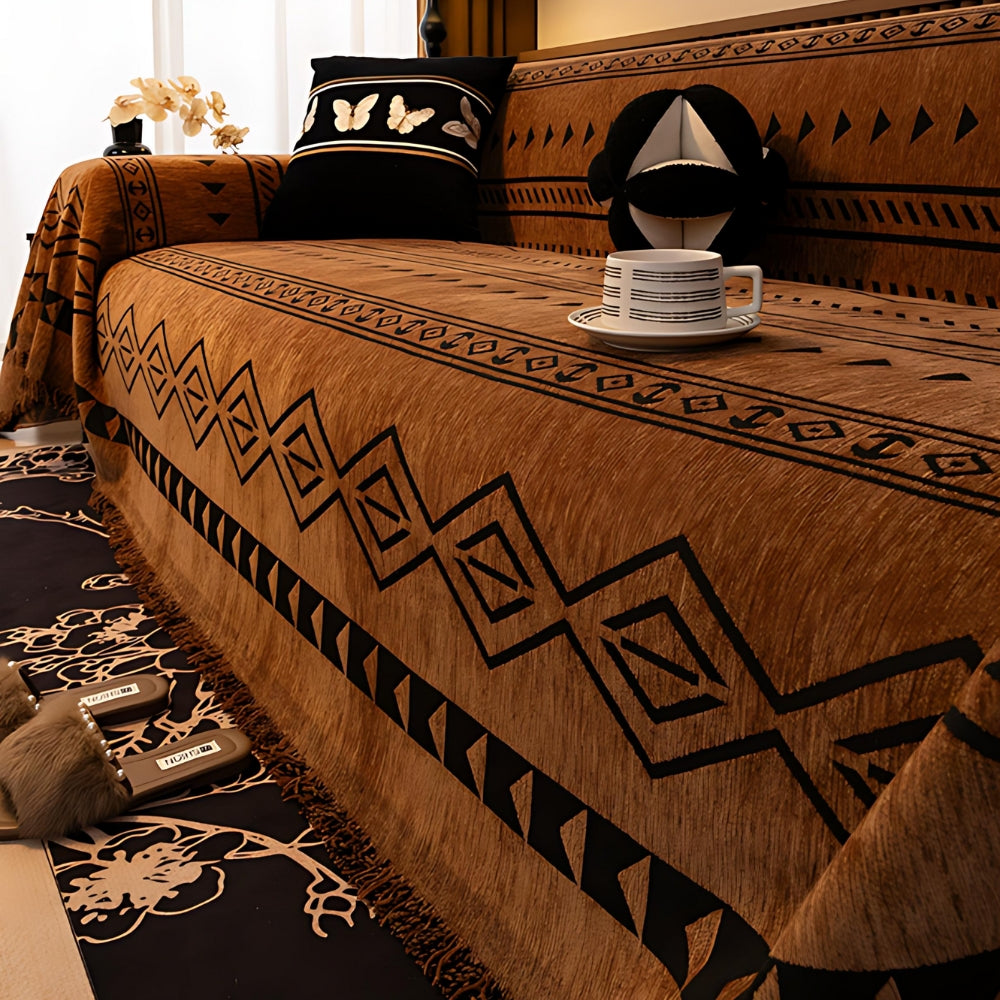 Boho přehoz na pohovku s etnickým vzorem