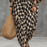 Maxi kaftan v bohémském stylu s puntíky a volným střihem