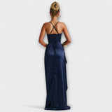 Krissi - Vestido maxi azul marinho