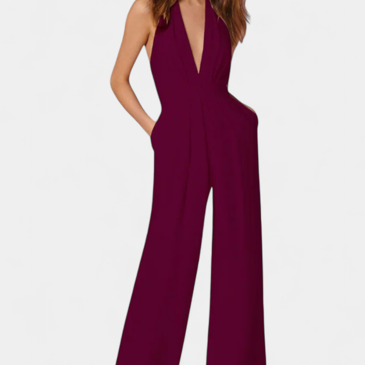 Lila Overal se Širokými Nohavicemi a Lehkým Elegantním Stylem
